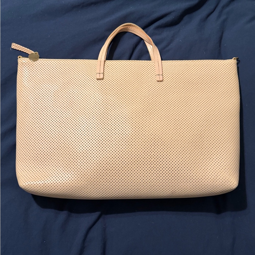 Clare V. Zip Sac in Perforated Veg Tan Leather